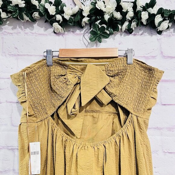 Anthropologie Maeve High Low Midi Dress Strapless Tiered Boho Gold Size XL New - Picture 4 of 12